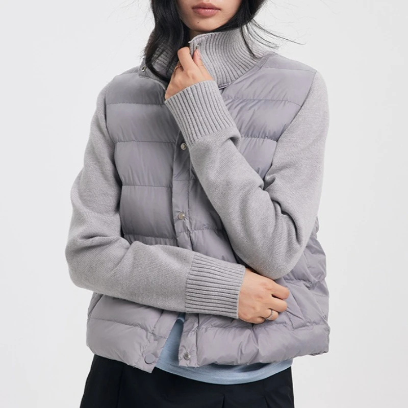 Short Lightweight Padded Coat Solid Color Stand Collar Long Sleeve Loose Fit Warm Cozy Casual Fall Winter Outerwear Lady Coat