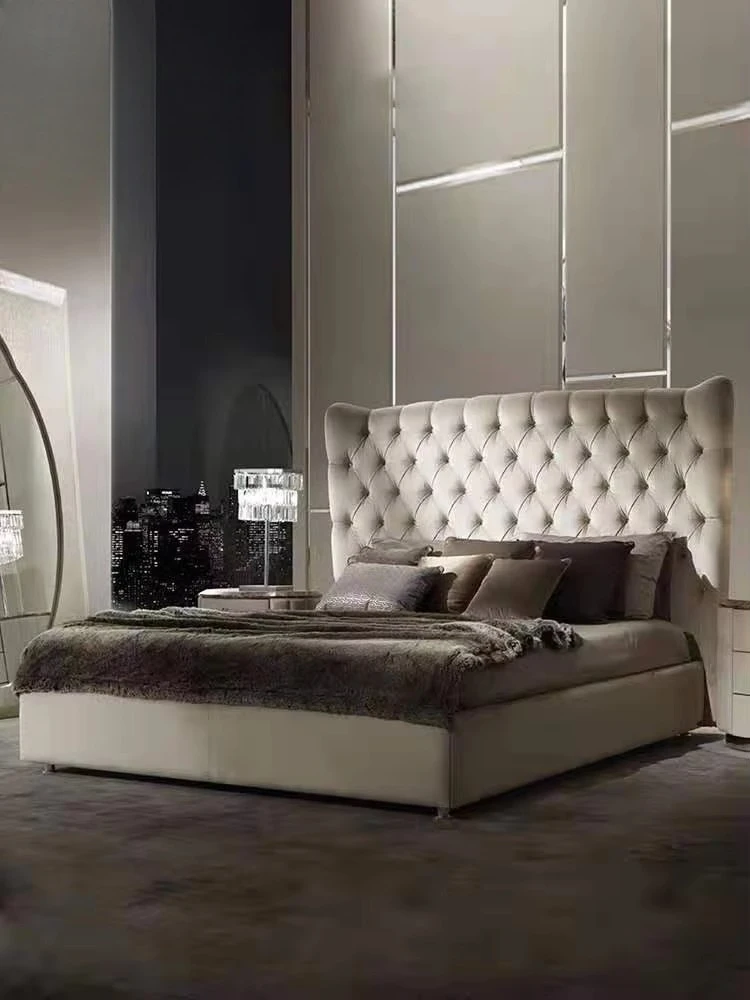 American light luxury fabric bed leather bed 1.8 meters master bedroom double bed