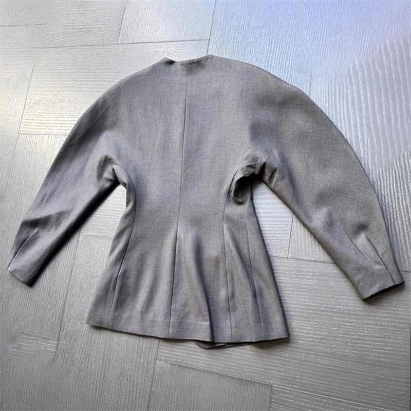 سترة نسائية شتاء جديد 2025 مزدوجة الصدر بقصة ضيقة وأكمام طويلة مزيج الصوف بدلة نسائية سترة ملابس خارجية معطف نسائي