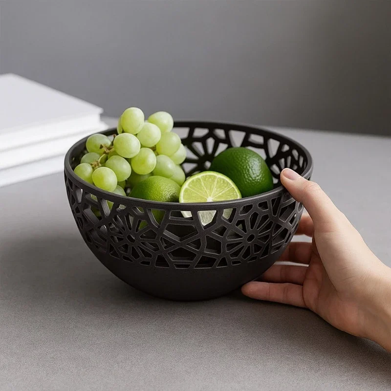 Ceramic matte fruit bowl ceramic handicraft hollow fruit bowl desktop decorative ornament