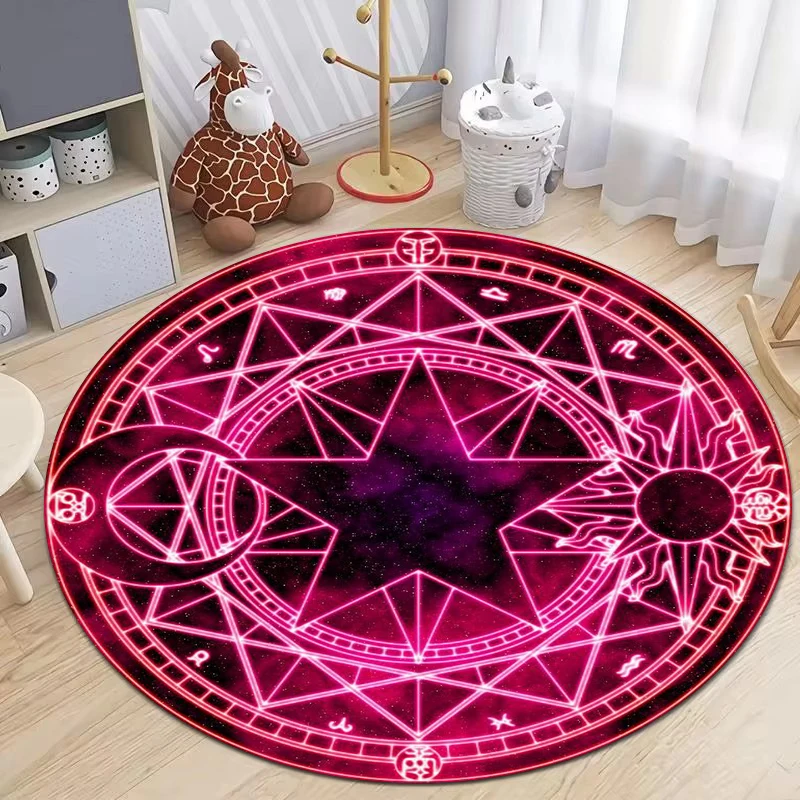 Tarot Fortune Telling The Five Pointed Circle Carpet Moon Round Rug for Living Room Bedroom Fullmetal Alchemist Chair Floor Mat