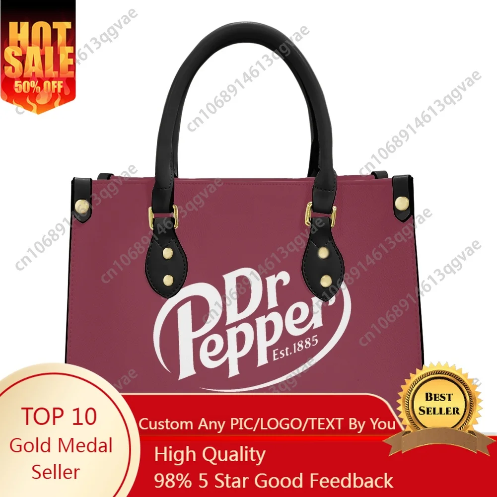 

Dr Pepper Carbonated Soft Drink Tote Bag Purse Womens Mens Personalized Text Image PU Leather Handbag Business Shopping Gift Bag