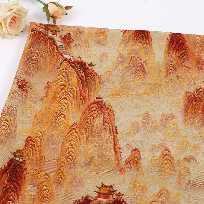 

Пейзажная живопись ткань с принтом для дома новый китайский древний стиль Cheongsam Hanfu платье весна-лето женское платье