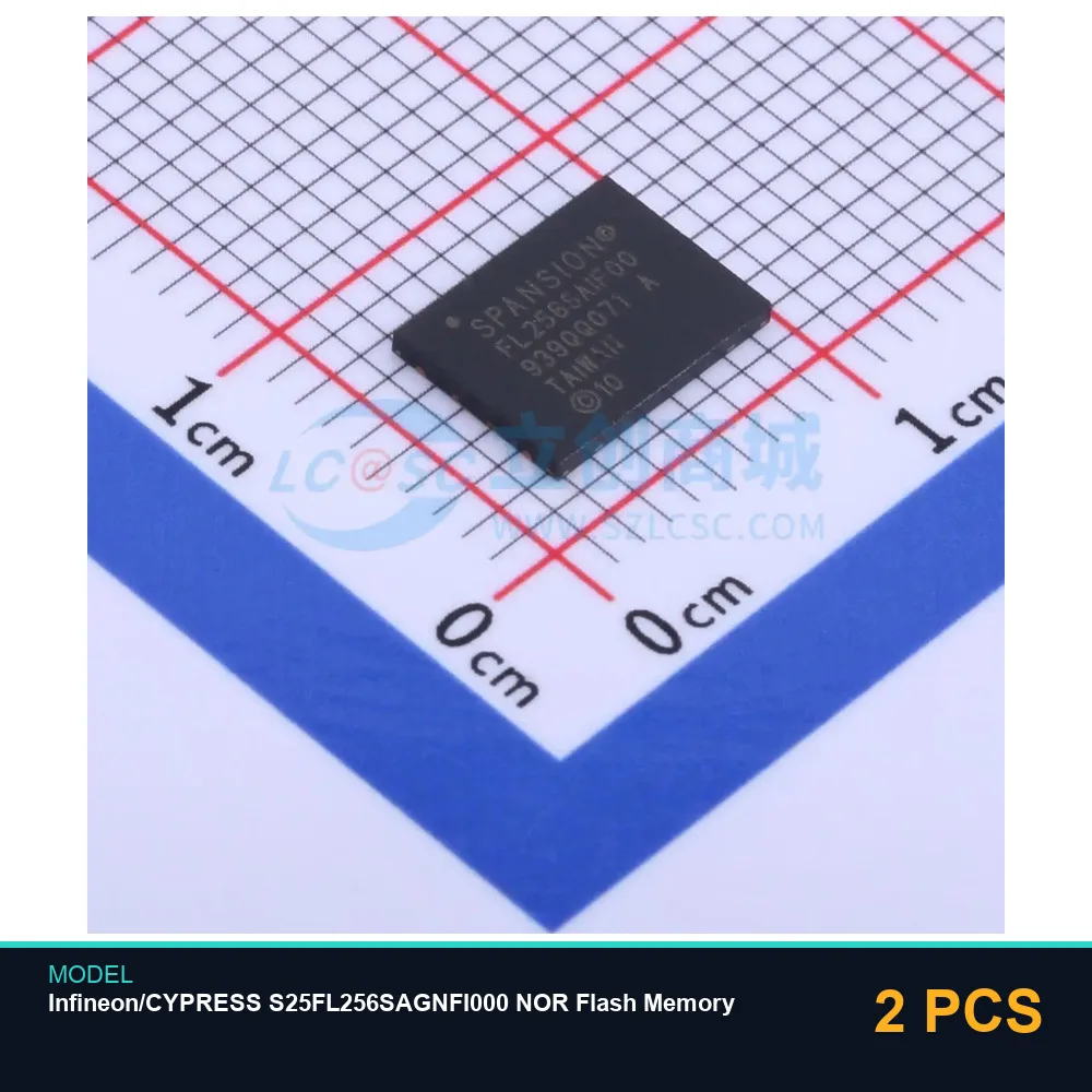 2 PCS Infineon/CYPRESS S25FL256SAGNFI000 NOR Flash Memory