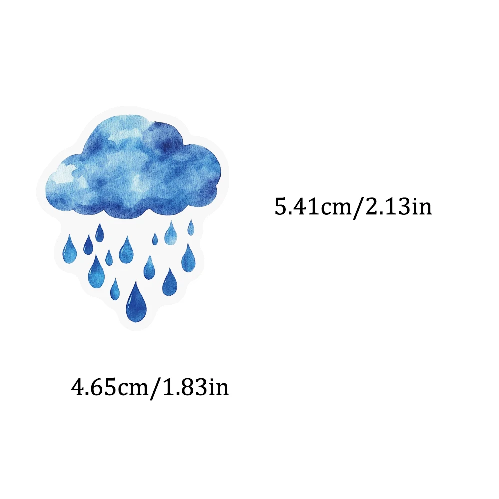 50PCS Cute Cartoon Watercolor Weather PET Stickers Dark Cloud Sun Light Rain Creative DIY Stationery Box Pen Holder Cup Phone