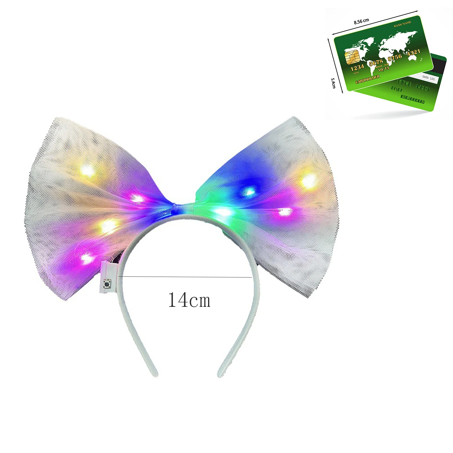 Bando LED pita besar wanita, hiasan kepala bercahaya 14cm bando pita tali rambut untuk wanita