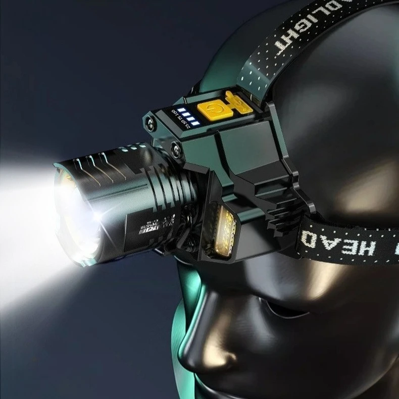 Potente linterna frontal LED con Sensor de movimiento, linterna frontal COB recargable de 1200mAh de alta potencia para pescar