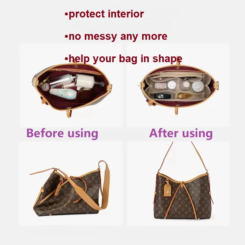 Bag Organizer Insert For Dior Toujours Horizontal Tote BAG Organiser Divider Shaper Suede Felt Inner Makeup Bag - view 3