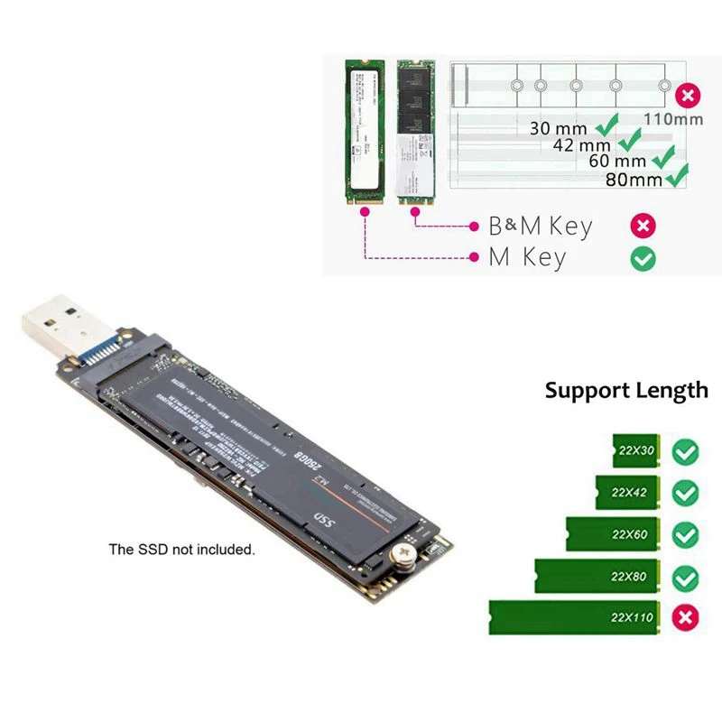 Transfer Card M.2 Solid-State Drive NVME Protocol To USB3.1 Adapter Card SSD Solid-State Drive To TYPE-C In-Line Expansion Card