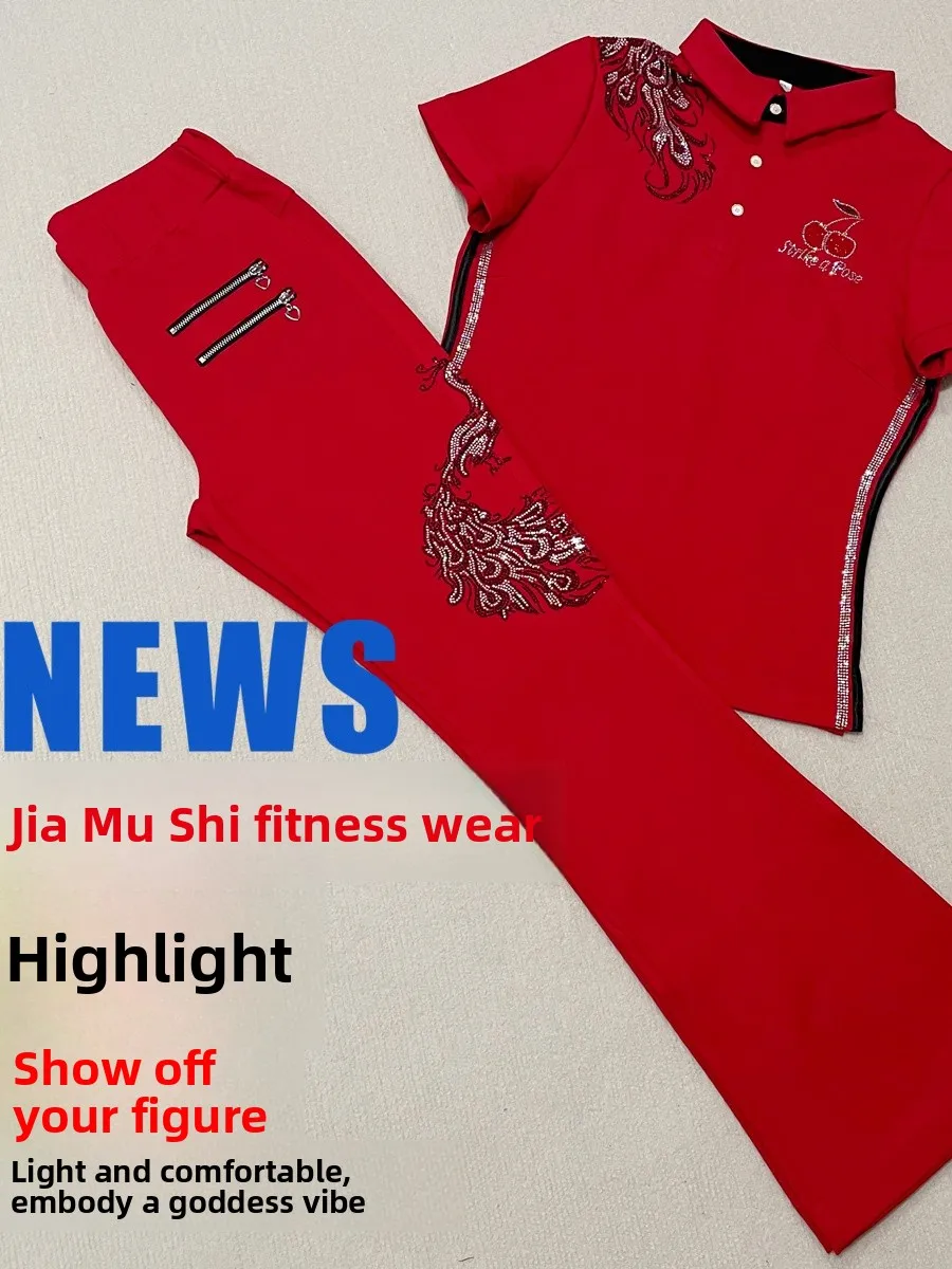 ropa-de-baile-red-peacock-de-manga-corta-algodon-romano-para-fitness-uniforme-de-alto-rendimiento-para-mujer-pantalones-l