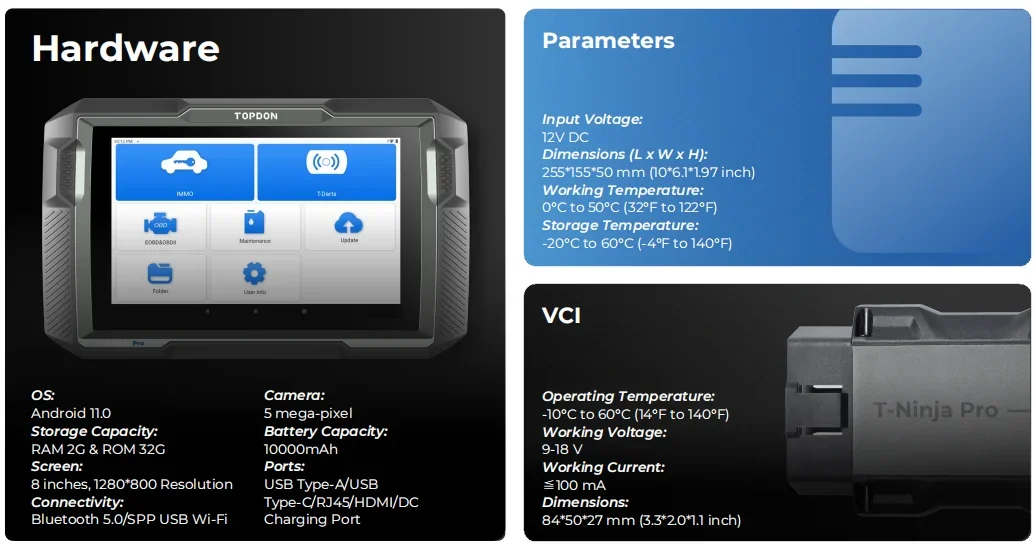 Picture 7: TOPDON T-Ninja Pro Professional Portable Smart Automotive Vehicle Car Diagnostic Scanner Key Programming Tools Key Programmer