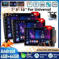 2 din Carplay Android Radio Multimedia 64G 7 9 10 pulgadas Android 13 Auto receptor estéreo reproductor GPS para Toyota Hyundai Nissan Kia