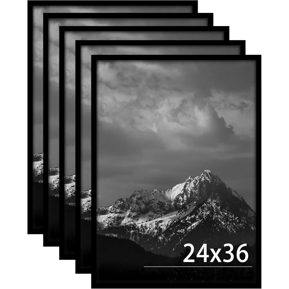 

Poster Frame Black 5 Pack, Picture Frames with HD Plexiglass Durable and Scratch-proof for Horizontal or Vertical Wall Mounting