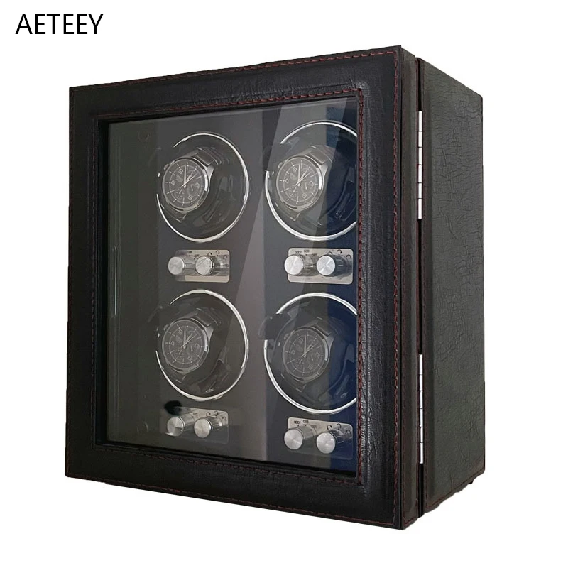 

For Rolex Swiss Luxury Style Watch Winder 4 Slots Storage Box with Light Dustproof Daily Idle Display Case Watchwinder 4 Watches