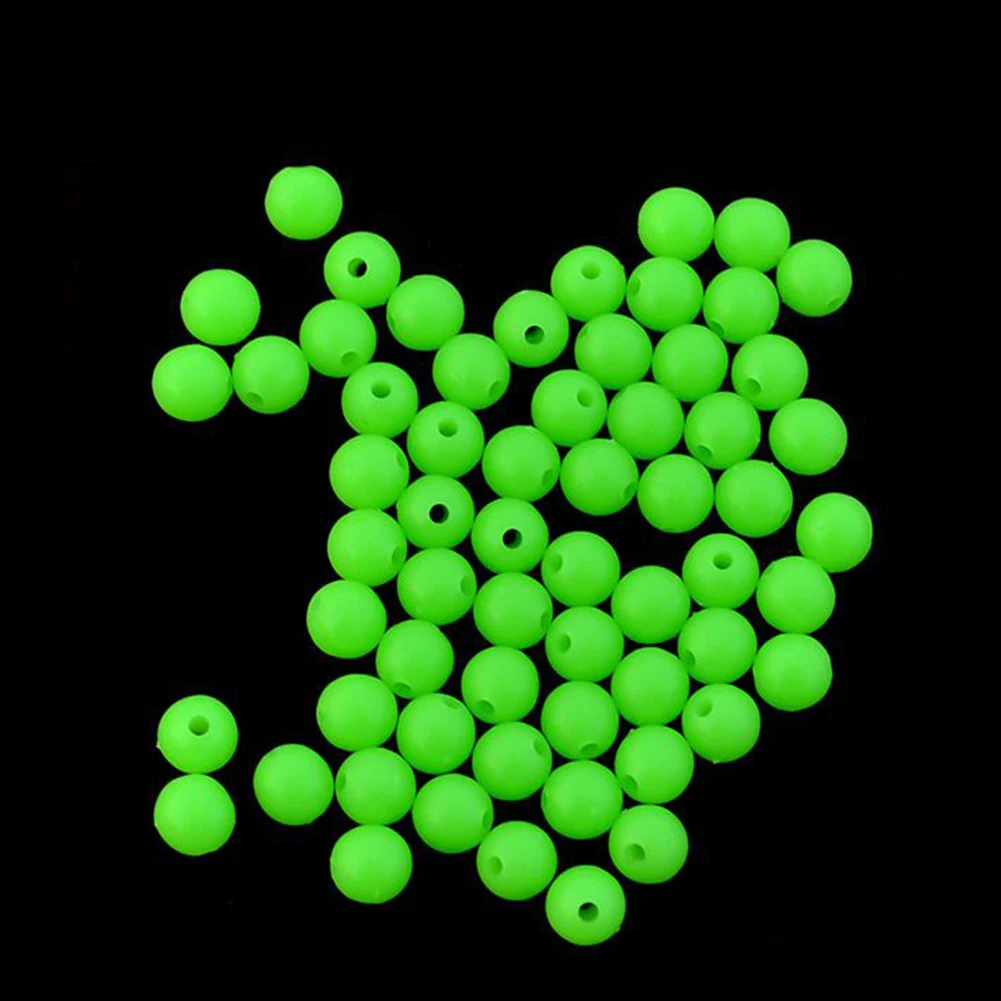 150pcs Fish Beads Luminous Beads 4-8mm Green Round Anti-Collision Soft Fish Beans Carp Fishing Accessories Equipment Goods