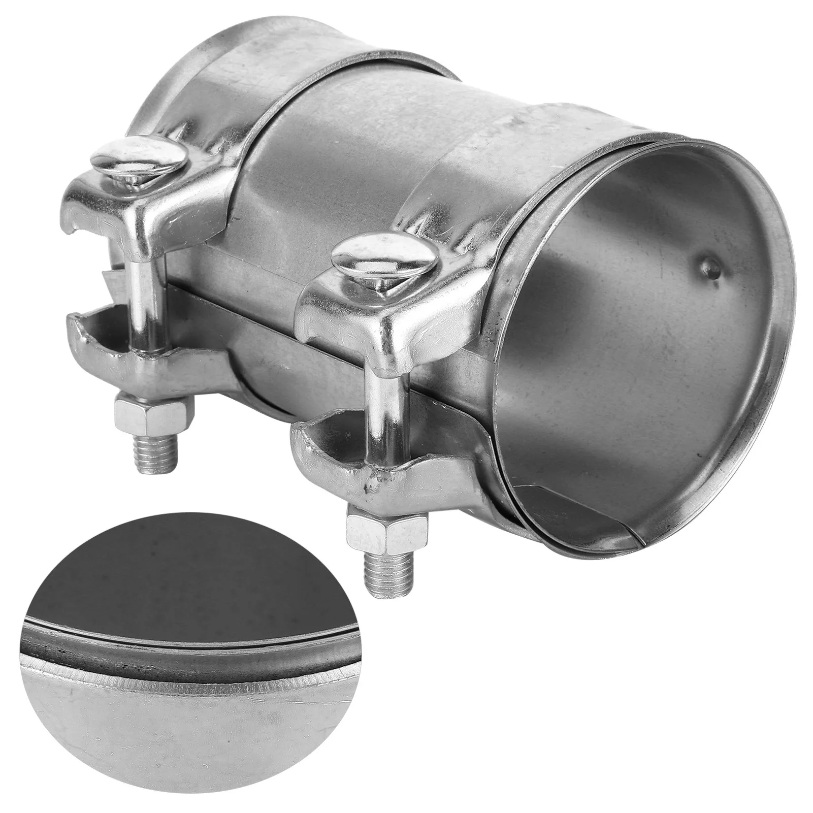 3in 76mm Exhaust Pipe Connector Double Clamp Joiner Galvanized Steel Sleeve Universal Tube Repair Parts
