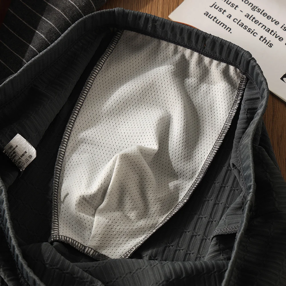 

Мужские трусы-боксеры из сетки в клетку, ультратонкие, полупрозрачные, мягкие, однотонные, модные