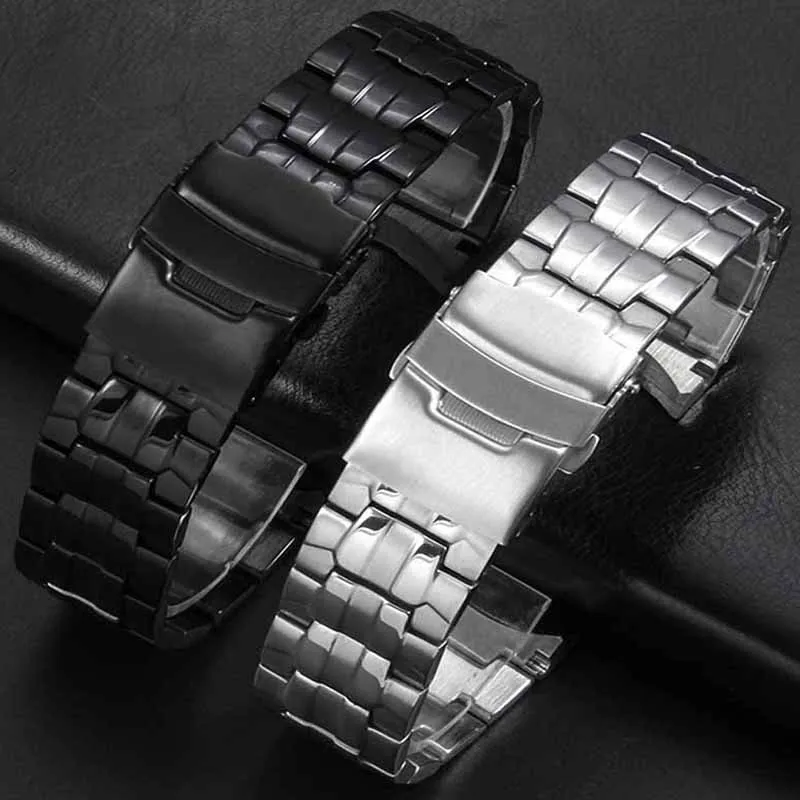 For Casio EF-550 Watch Strap 22mm Silver Black Watch Band Solid Stainless Steel Metal Watchband Modified Replacement Watch Chain
