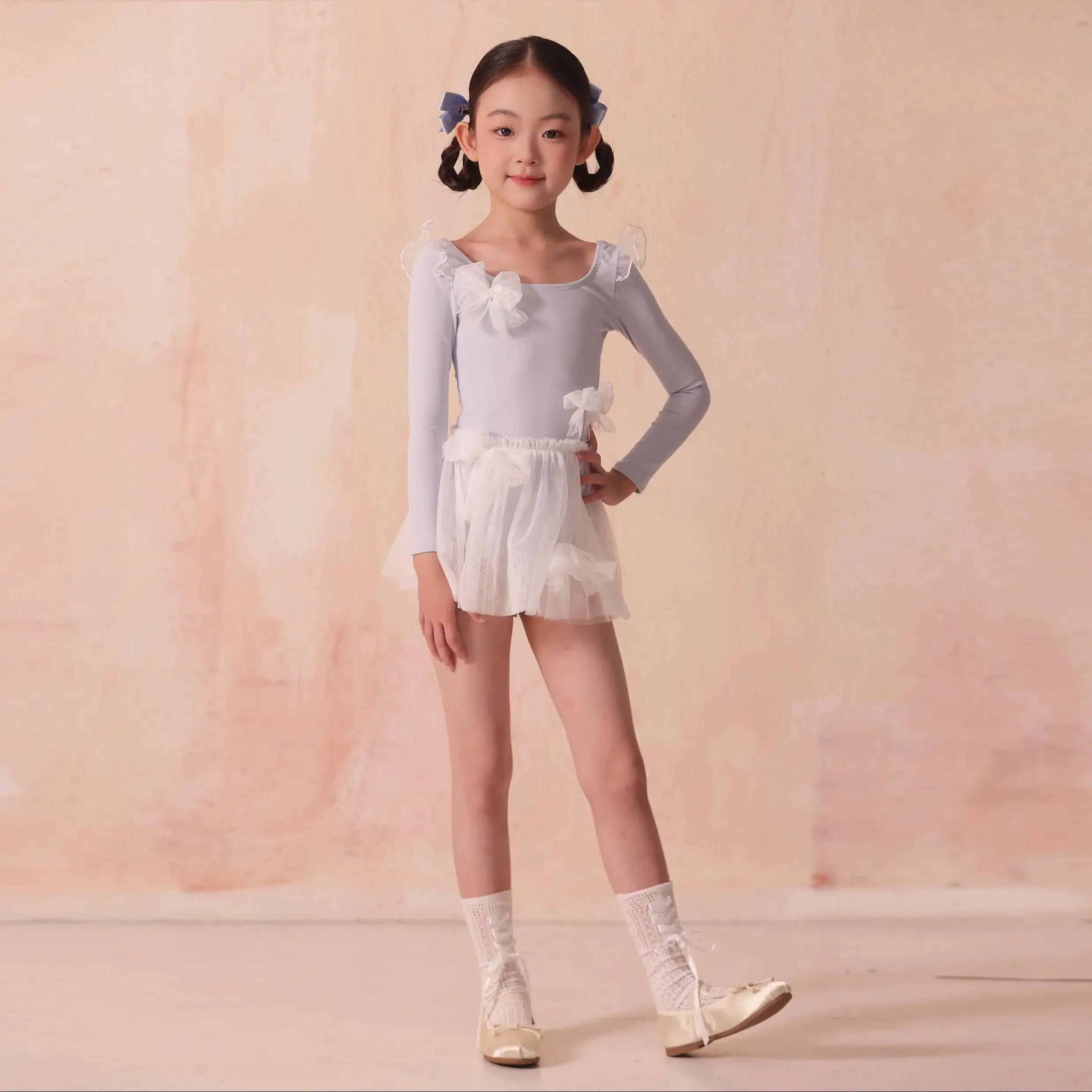 Neue Mädchen Latin Dance Kleid Leistung Kostüm Top Spitze Rock Outfit Kinder Ballett Wettbewerb Dance Wear Kleidung DQL11855