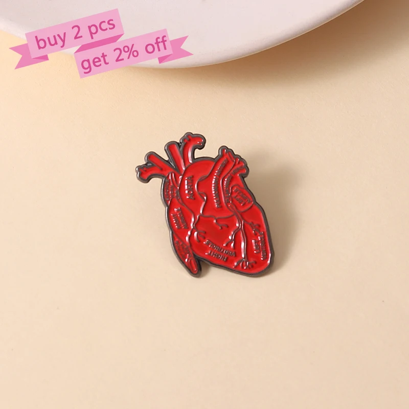 Organ Heart Enamel Pins Custom Anatomy Medical Brooches Lapel Badges Gothic Jewelry Gift for Student Friends
