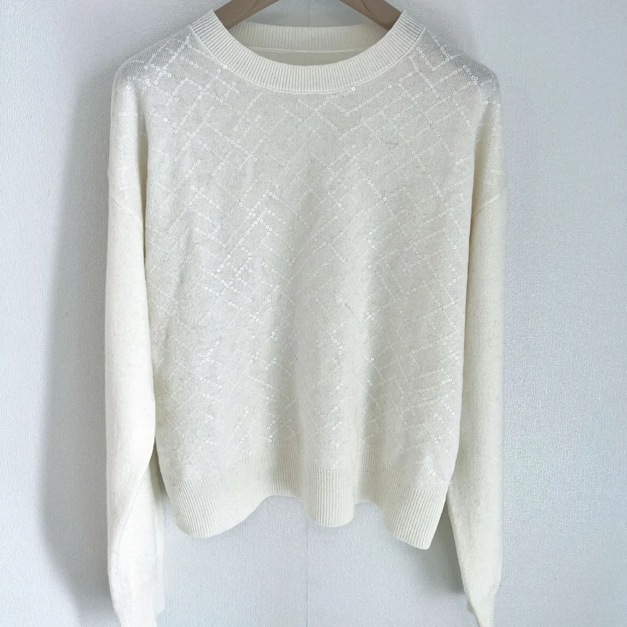 24 New Casual All-match Round Neck Loose Rhombic Jacquard Wool Pullover Sweater Top for Women