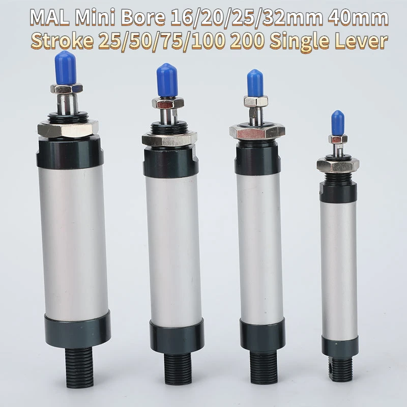 

Air Pneumatic Cylinders Double Compressed Air Cylinder MAL Mini Bore 16/20/25/32mm 40mm Stroke 25/50/75/100 200 Single Lever