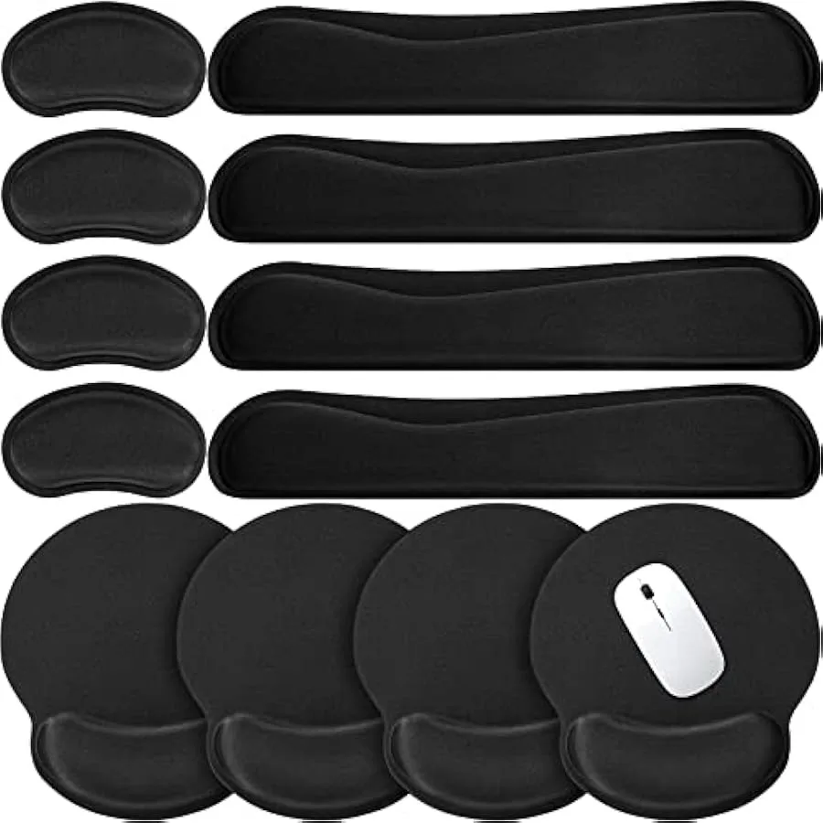 Yunsailing 12 Pcs Ergonomic Mouse Pad and Keyboard with Wrist Support Set Arm Rest Wrist Combo Gel Memory Foam Key Board Pad fo