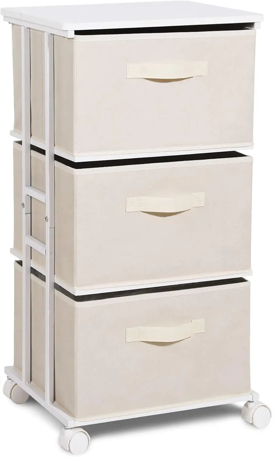 

Dresser Tower With 3 Drawers For Bedroom, Fabric Storage Organizer Unit, Chest Of Drawers With With Woodtop, Small Vertical