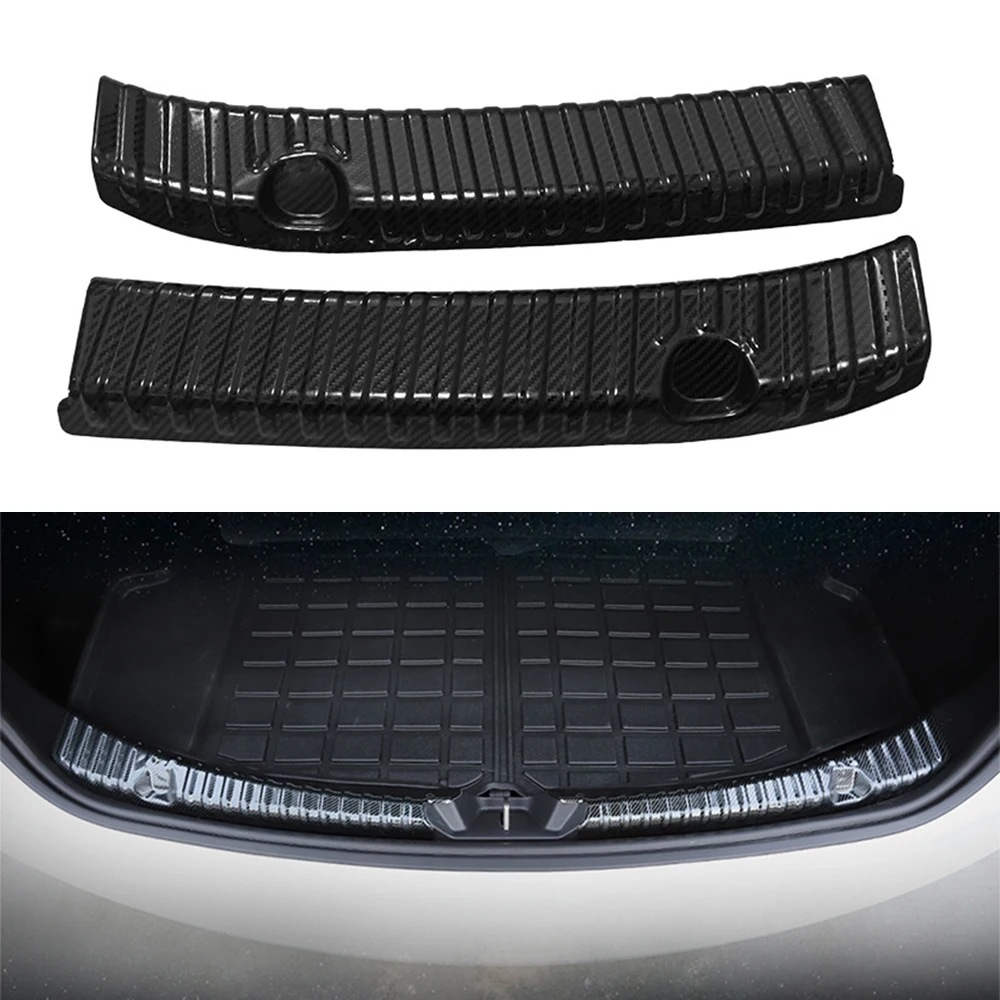 For Tesla Model Y Model 3 2018-2021 2PCS Auto Rear Bumper Foot Plate Trunk Door Sill Guard Protector Cover Car Accessories