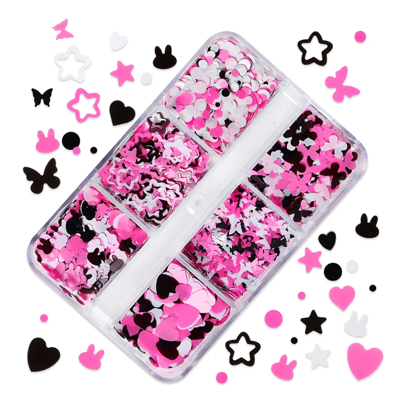 Black Pink Epoxy Filling Hollow Stars Shape Glitter Epoxy Resin Filler Butterfly Rabbit Sequins Resin Shaker Kawaii Accessories