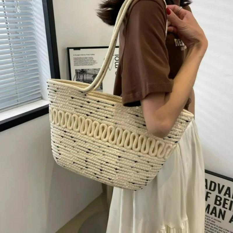 

New Style Casual Multi-purpose Shoulder Bag Under The Armpit, Lightweight Hand-held Grocery Bag, Summer Beach Woven Handbag