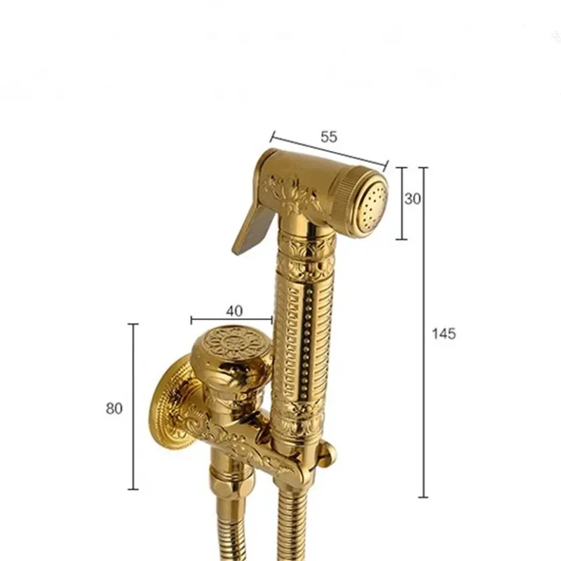 Antique Hand Held Bidet Sprayer Douche Toilet Kit Gold Brass Shattaf Shower Head Antique Copper Valve Set Jet Bidet Faucet Set