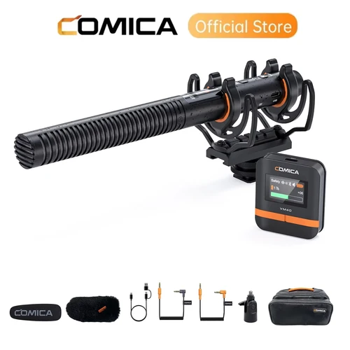 Imagen 1 del producto COMICA VM40 Micrófono de escopeta inalámbrico súper cardioide 2,4G para cámara/teléfono inteligente/PC
