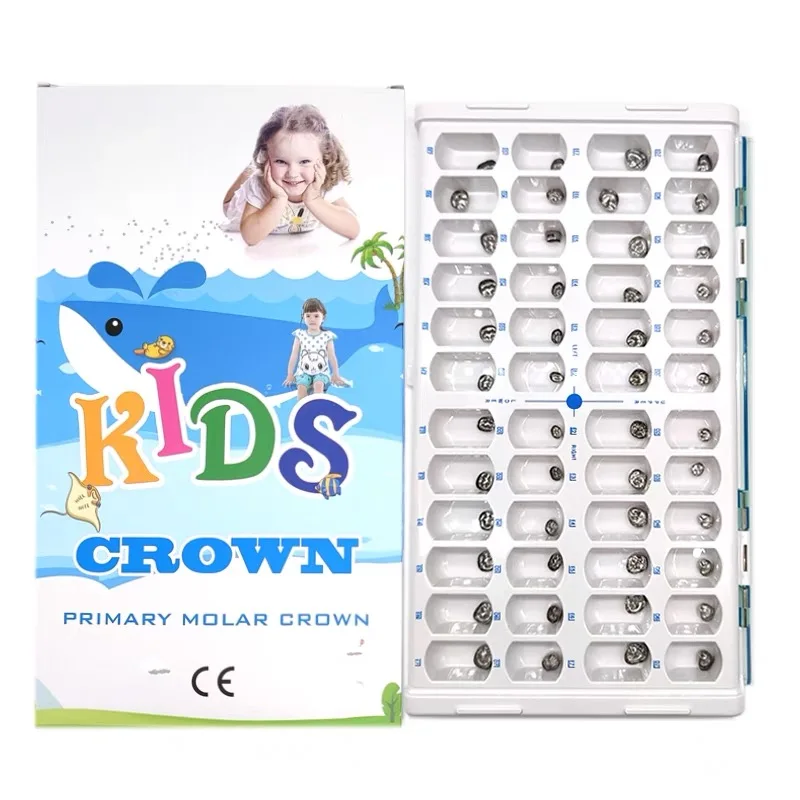 Stainless Steel Dental Molar Teeth Crown Dentistry Orthodontic Teeth Crown Children Temporary Metal Pre-formed Crowns 48Pcs/Box