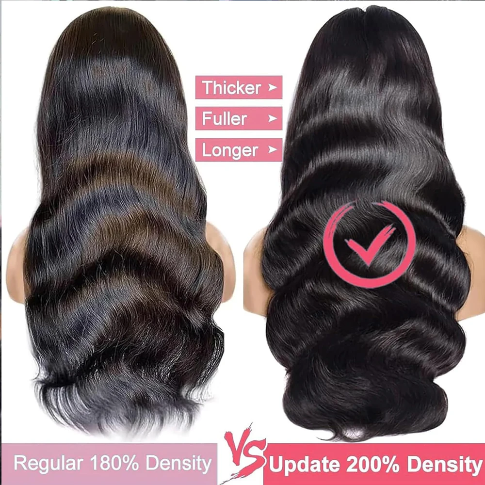 바디 웨이브 레이스 프론트 가발 인모 13x6 바디 웨이브 인모 가발 프리 플러킹 글루리스 200% 밀도 브라질리언 버진