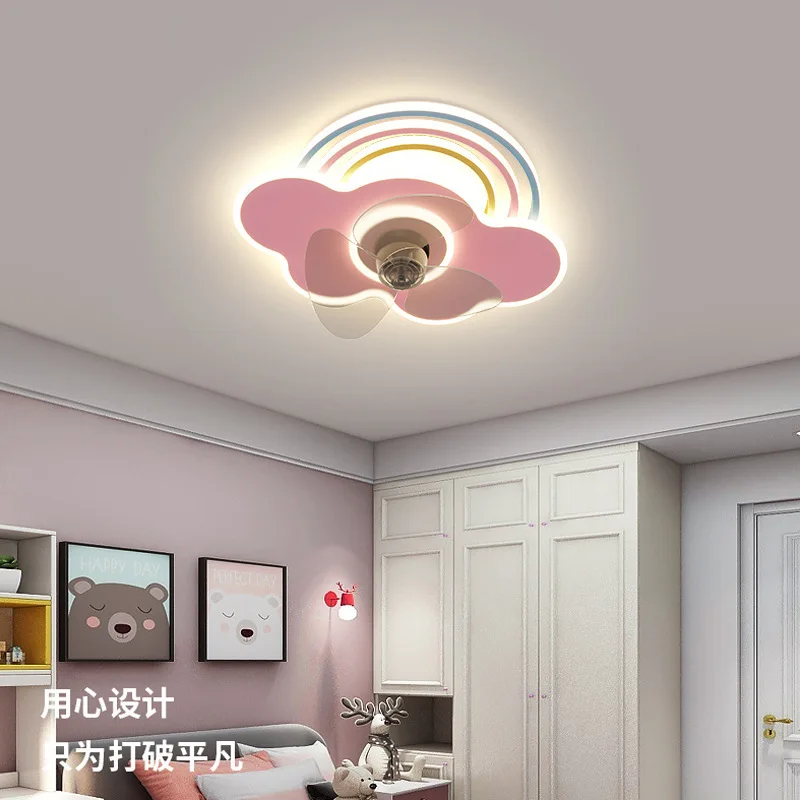 Fan Lamp Cloud Eye Protection Ceiling Fan Lights Modern Children\'s Bedroom Ceiling Fan Lamp