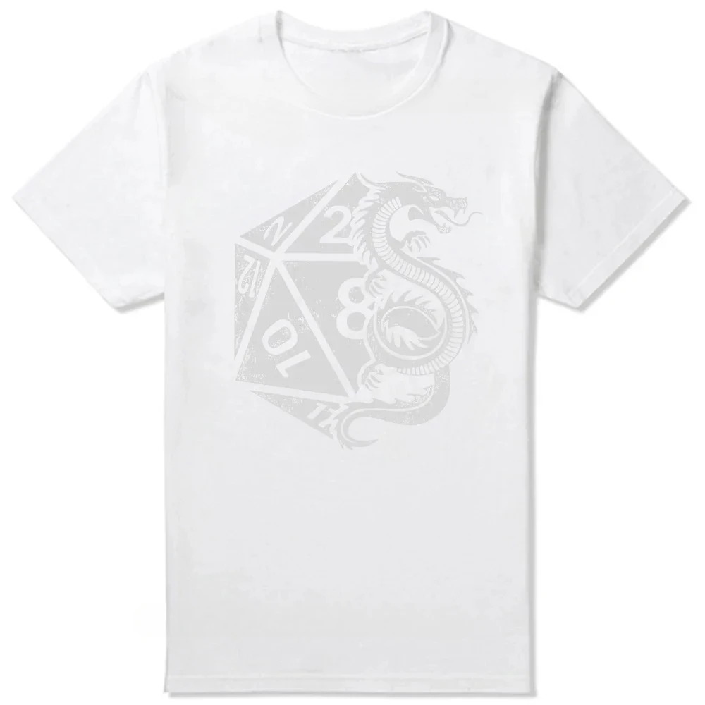 Cotton Humor TShirt Dragon Dice D20 Dungeon Dice Elegant T Shirt Men Tee Shirt New Design Short Sleeve Clothes