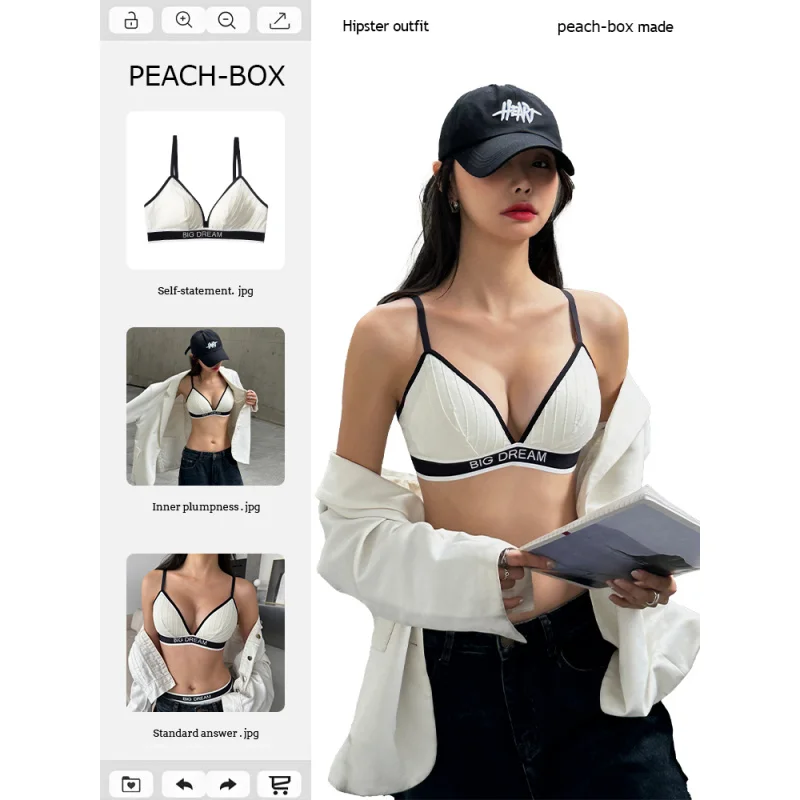 큰 가슴, 섹시하고 섹시한 집결, 스틸 링이 없는 얇은 스타일, 처짐 방지 및 u를 가진 여성을 위한 삼각형 컵 속옷