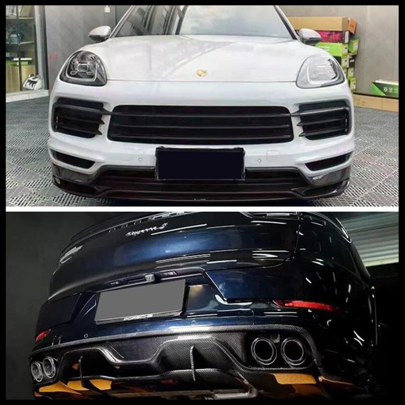 

For Porsche Cayenne Coupe 2018 2019 2020 2021 2022 2023 REAL CARBON FIBER Front Lip Rear Diffuser Bumper Trunk Spoiler