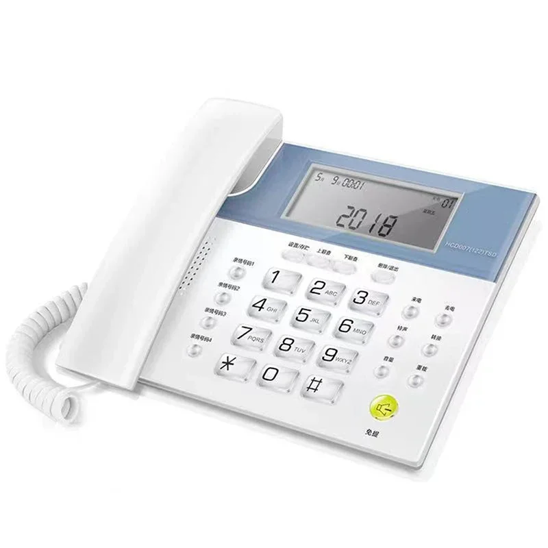 Corded Telephone, Wired Landline Phone with Large LCD Screen, 8 Ringtones, Speakerphone, for Office, Home, White, Gray Blue