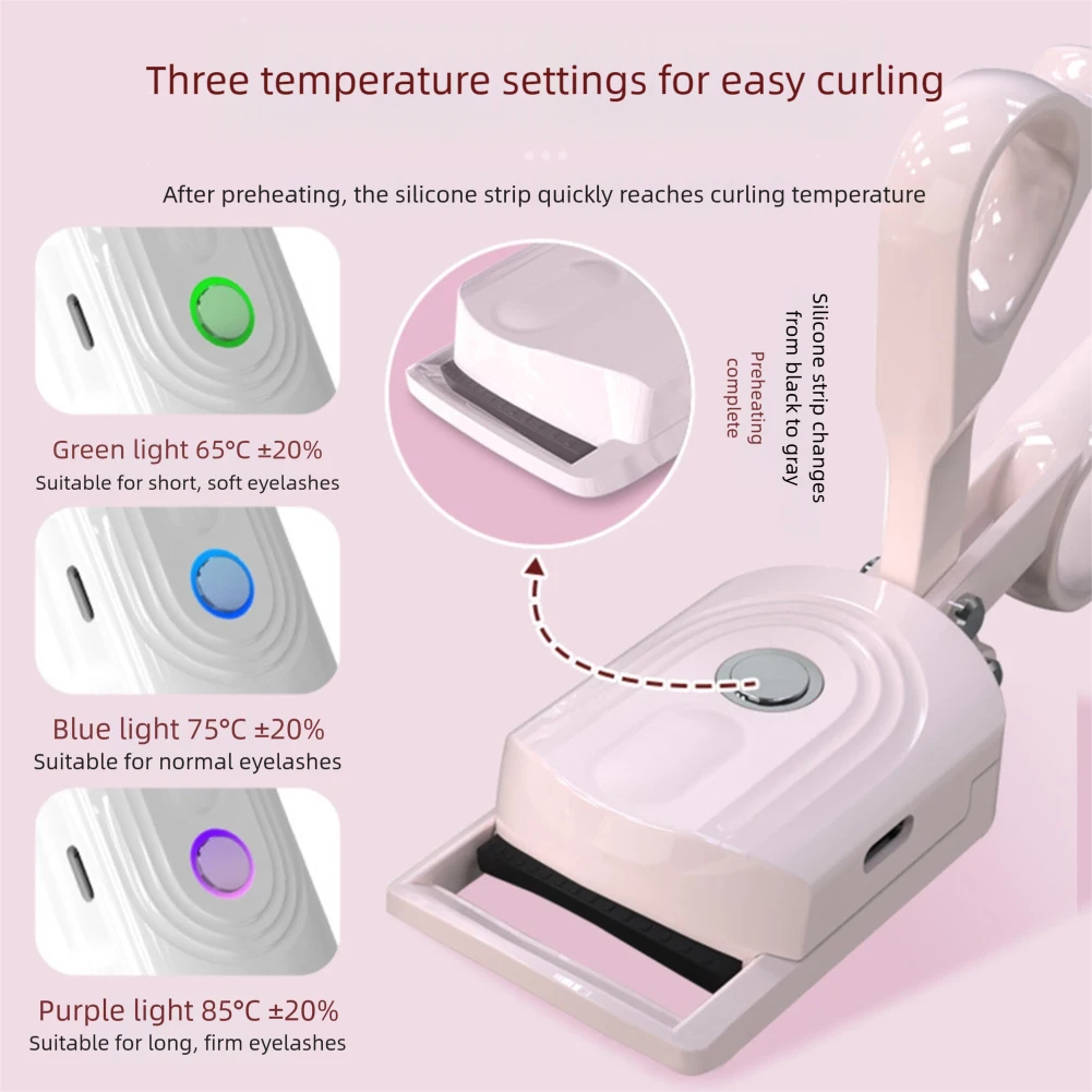 Recourbe-cils chauffant électrique, fournitures de maquillage, style longue durée, température réglable, outil de beauté des yeux pour femmes