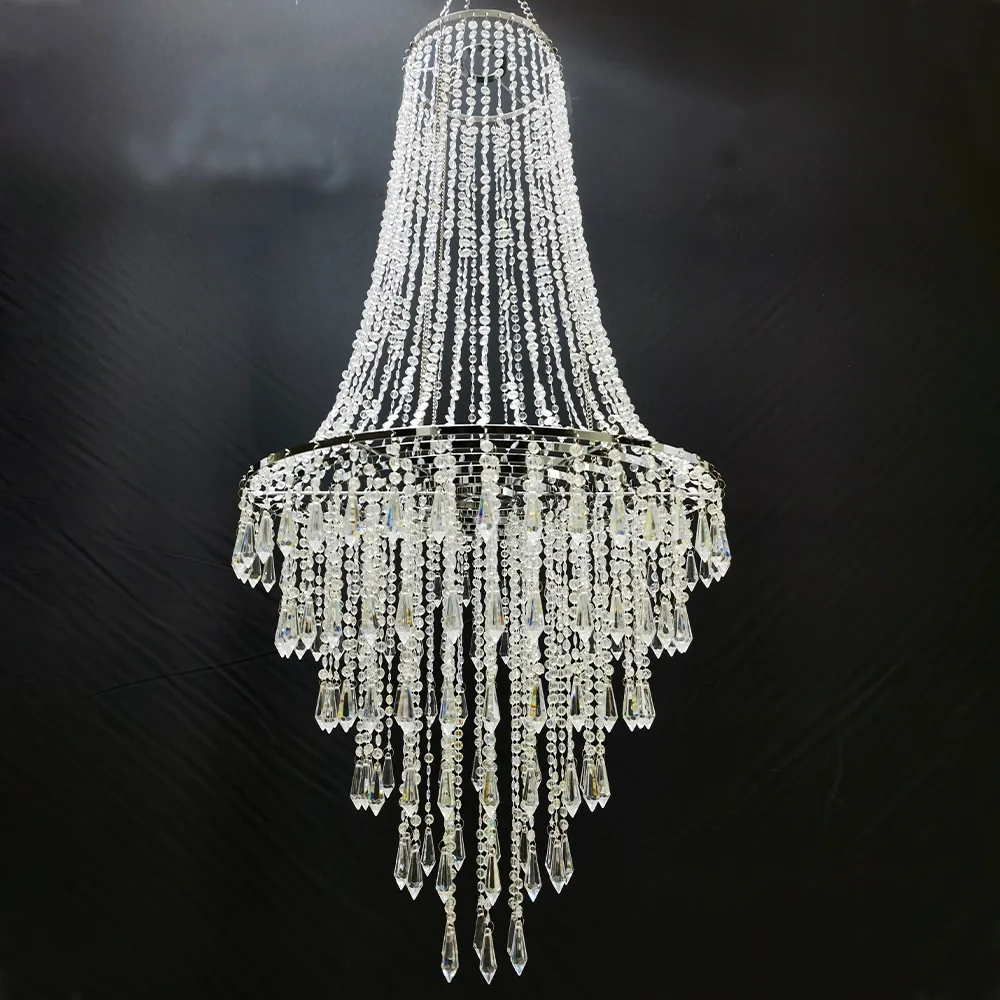 

Acrylic Bead Hanging Larger Chandelier Wedding Party Event Hall Ceiling Backdrop Decoration Pendant Arch Stage Decorative Props