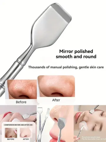 1Pcs Double-Ended Blackhead Remover: Facial Pore Cleanser, Exfoliator, and Massage Tool for Smooth Skin