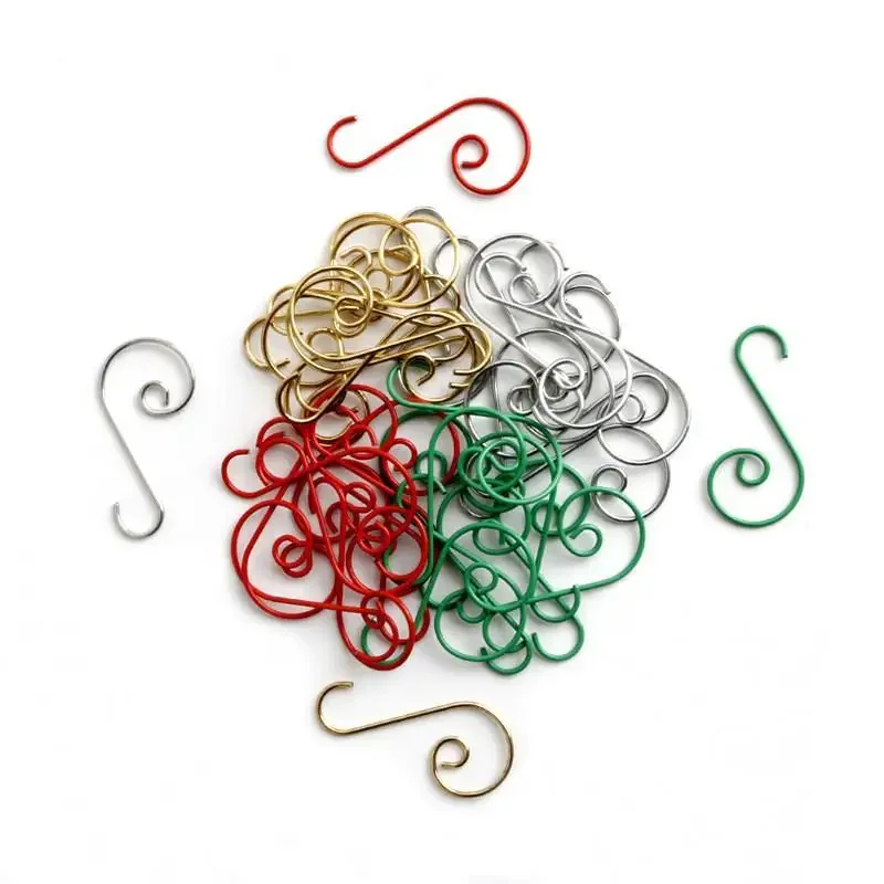 20Pc S-Shaped Christmas Hook DIY Christmas Tree Pendant Four Colors Christmas Doll Hook New Year Festival Decoration Accessories