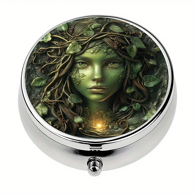 Single pack, travel portable pill box, with 3 pill storage compartments, forest elf portable pill box, portable medicine box, a unique gift for Halloween or Christmas