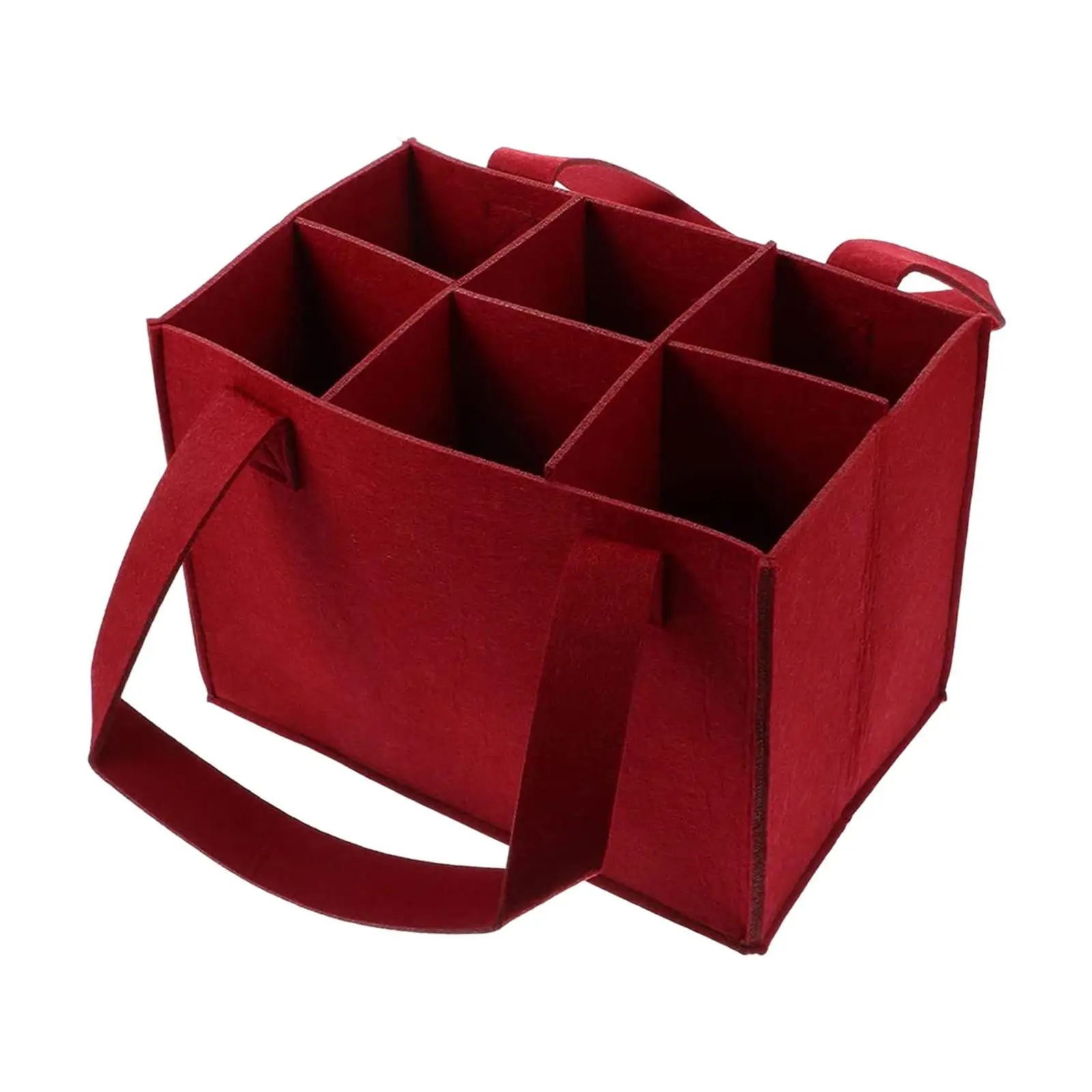 6 Bottle Wine Carrier Tote with Handle Felt Storage Bag for Champagne Red Wine Lovers