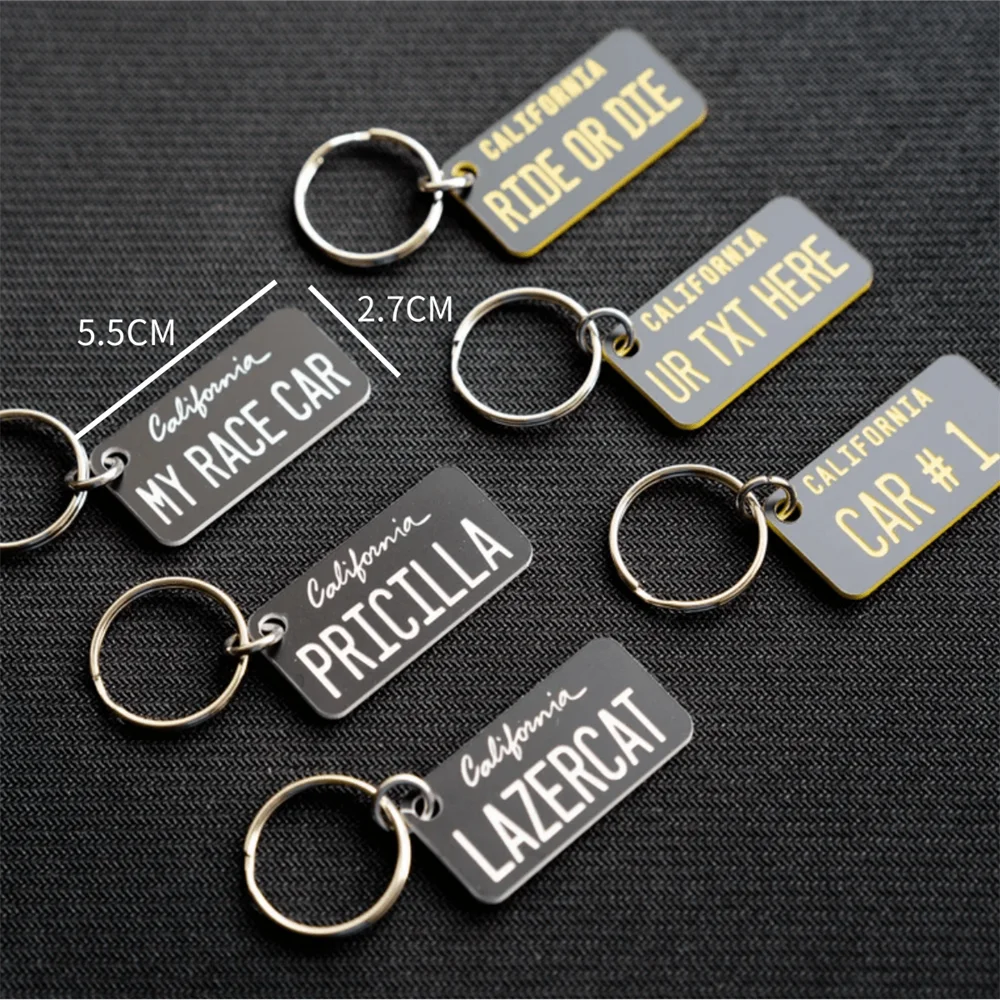 Custom Acrylic Keychain Personalized License Plate Number Plate Text Name Key Chain Customized License Plate Number Keychain