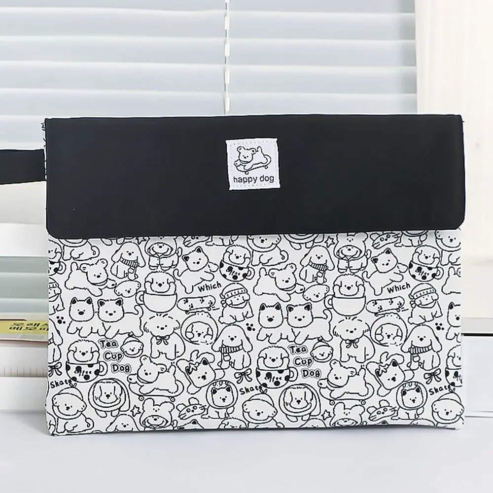 A4 Document Bag Creative Cartoon Print Large Capacity File Folder Zipper Stationery Storage Bag File Bag