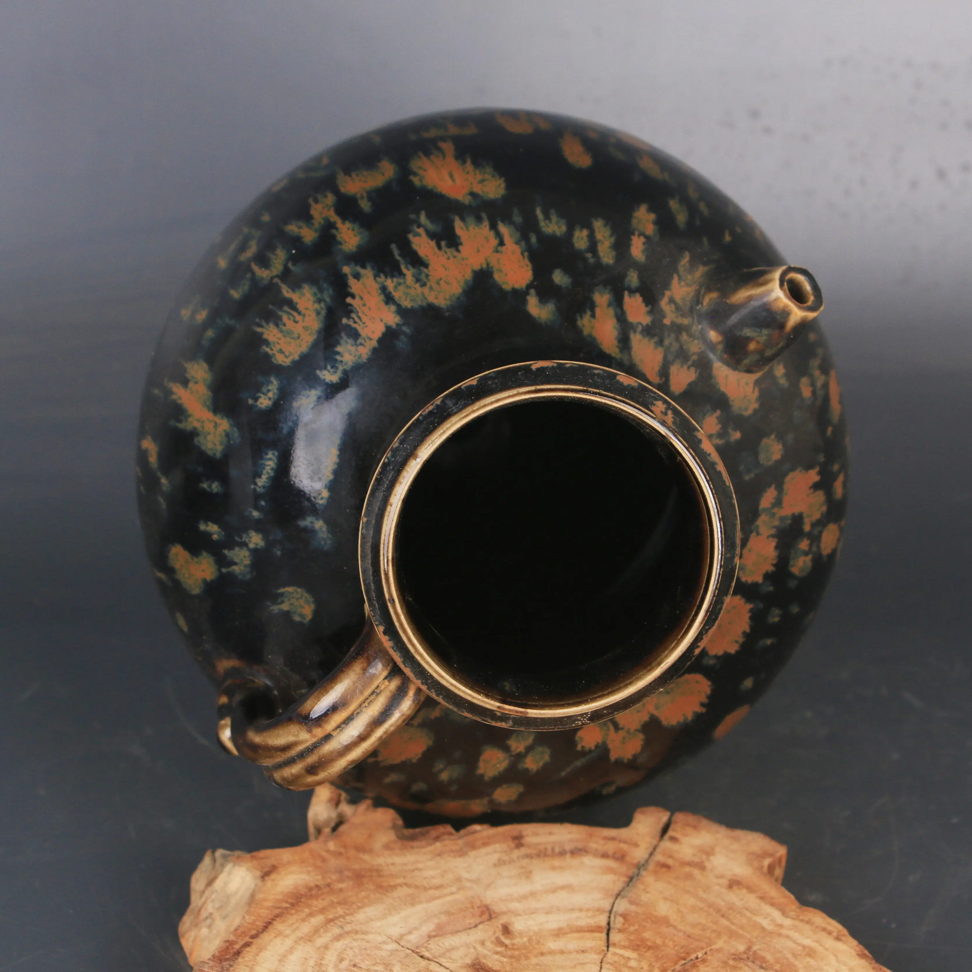 Large Teapot with 12 Cups Song Dynasty Replica Jian Kiln Black Gold Glaze Starry Sky Handmade Porcelain Home Decor