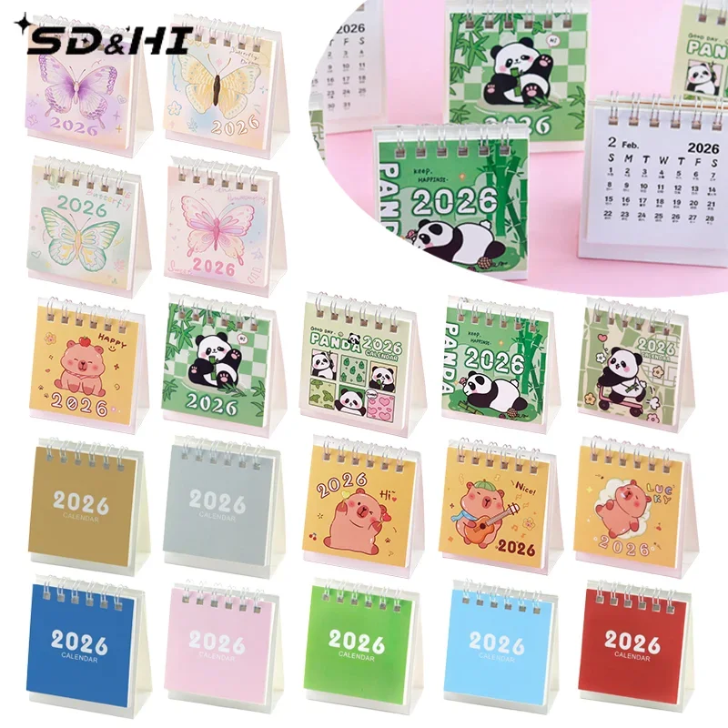 2026 Mini Calendars Creative Desk Portable Travel Calendars With Butterfly Capybara Designs Monthly & Weekly Planner Calendar